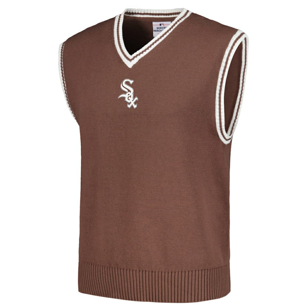 Chicago White Sox PLEASURES Knit V-Neck Pullover Sweater Vest - Brown - MLB Discount