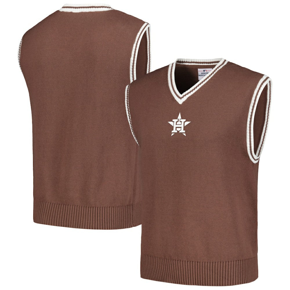 Houston Astros PLEASURES Knit V-Neck Pullover Sweater Vest - Brown - MLB on Sale
