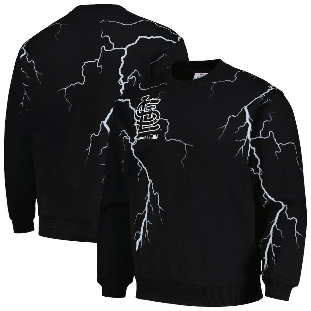 St. Louis Cardinals PLEASURES Lightning Crewneck Pullover Sweatshirt - Black - MLB Online