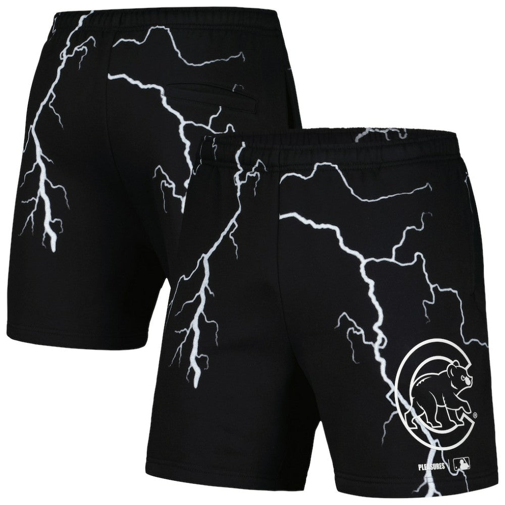 Chicago Cubs PLEASURES Lightning Shorts - Black - MLB Sale