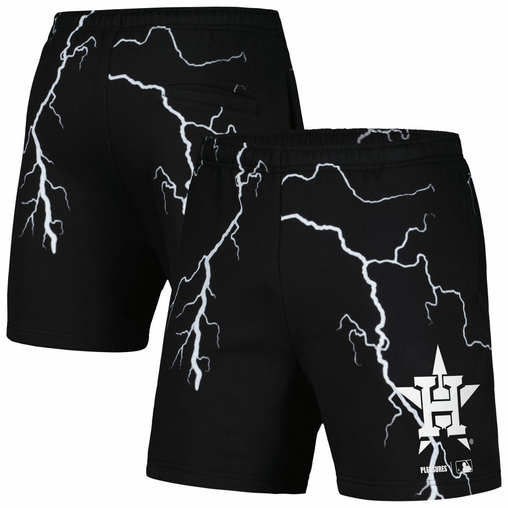 Houston Astros PLEASURES Lightning Shorts - Black - MLB Lifestyle