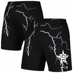 Houston Astros PLEASURES Lightning Shorts - Black - MLB Lifestyle