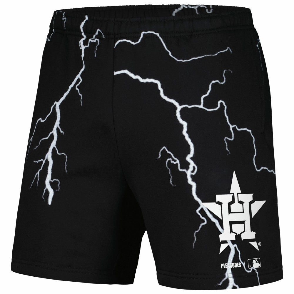 Houston Astros PLEASURES Lightning Shorts - Black - MLB Lifestyle