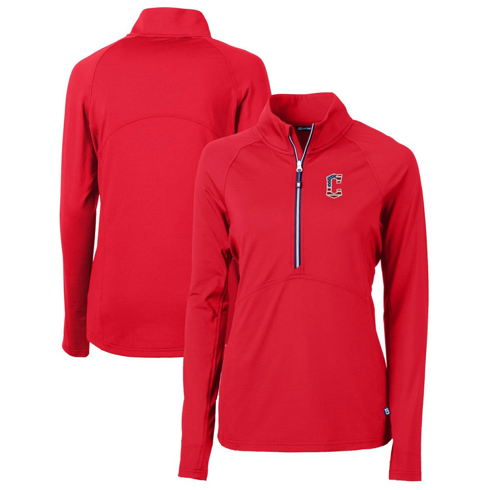 Cleveland Guardians Cutter & Buck Women's Americana Logo Adapt Eco Knit Stretch Recycled Half-Zip Pullover Top - Red - MLB Discount