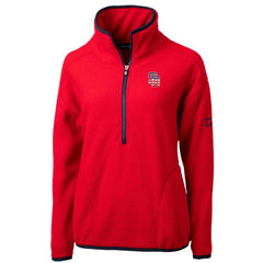 San Diego Padres Cutter & Buck Women's Americana Logo Cascade Eco Sherpa Fleece Half-Zip Pullover Jacket - Red - MLB on Sale