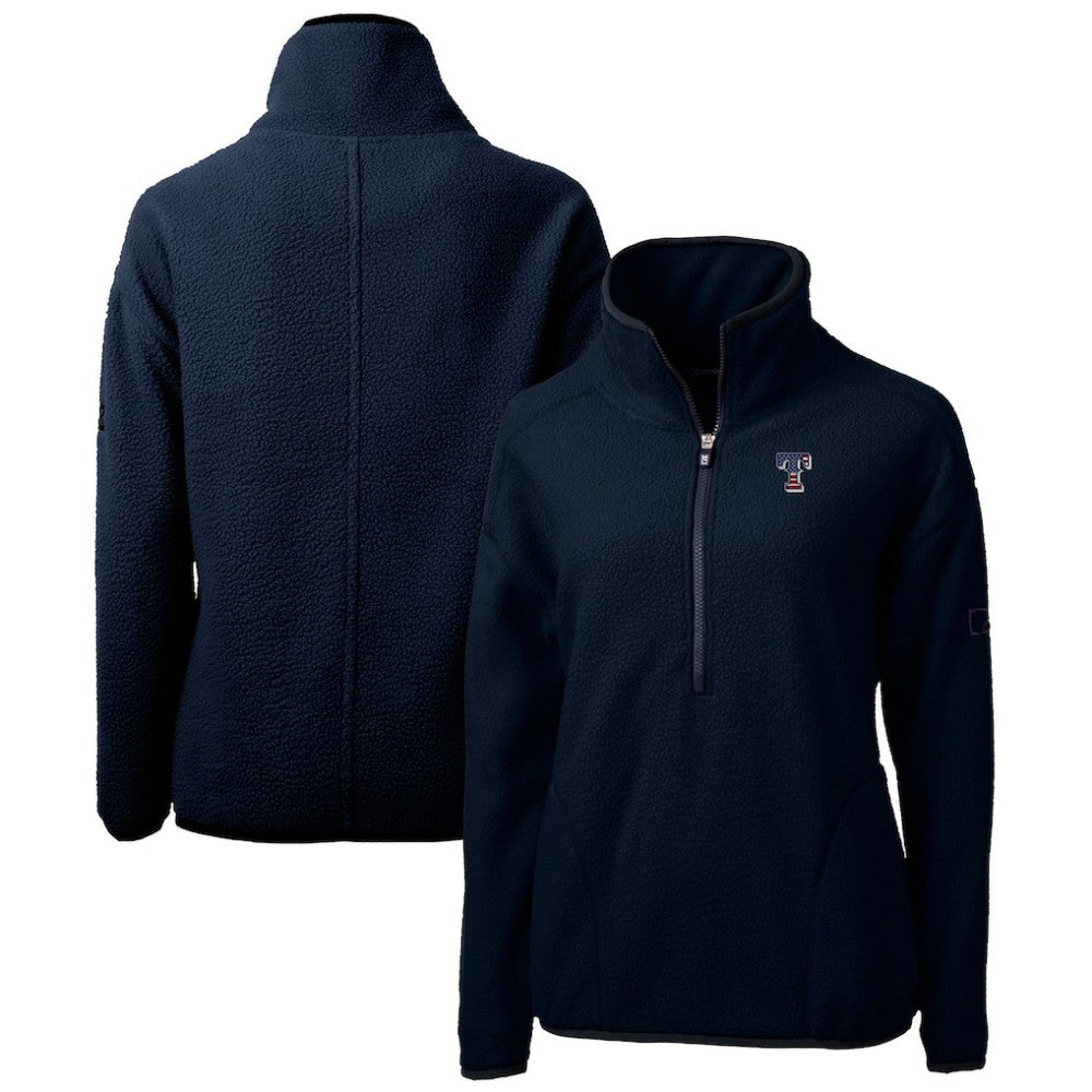 Texas Rangers Cutter & Buck Women's Americana Logo Cascade Eco Sherpa Fleece Half-Zip Pullover Jacket - Navy - MLB Online