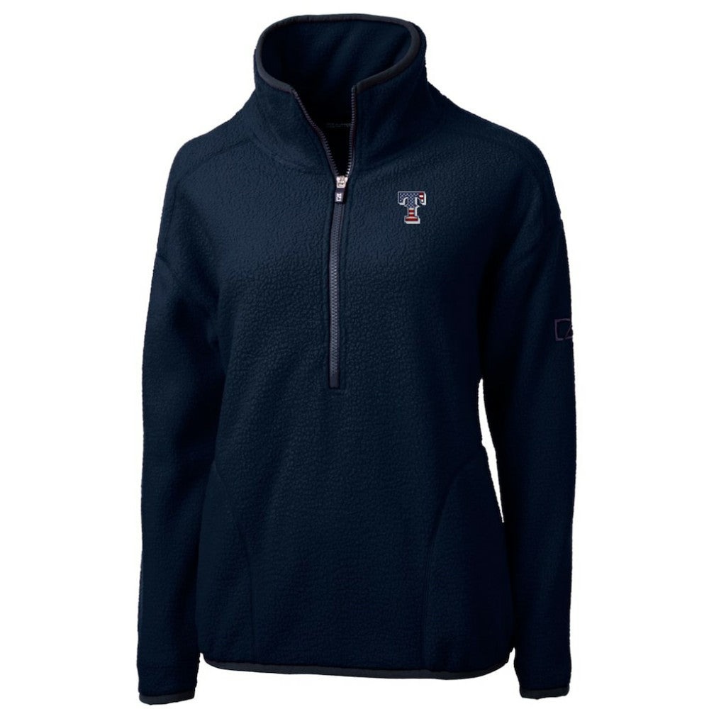 Texas Rangers Cutter & Buck Women's Americana Logo Cascade Eco Sherpa Fleece Half-Zip Pullover Jacket - Navy - MLB Online