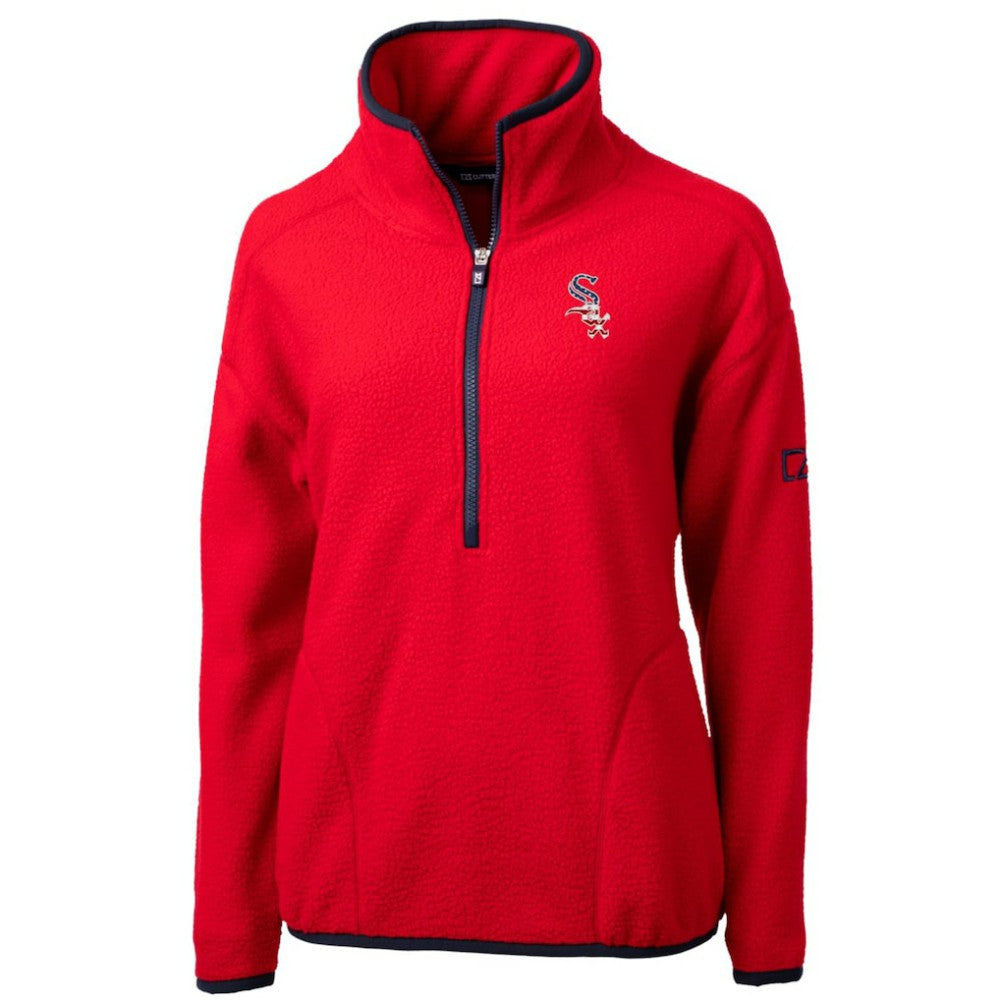 Chicago White Sox Cutter & Buck Women's Americana Logo Cascade Eco Sherpa Fleece Half-Zip Pullover Jacket - Red - MLB Discount