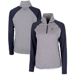 Milwaukee Brewers Cutter & Buck Women's Americana Logo Forge Tonal Stripe Stretch Half-Zip Pullover Top - Navy - MLB Sale