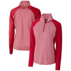 Cincinnati Reds Cutter & Buck Women's Americana Logo Forge Tonal Stripe Stretch Half-Zip Pullover Top - Cardinal - MLB Discount