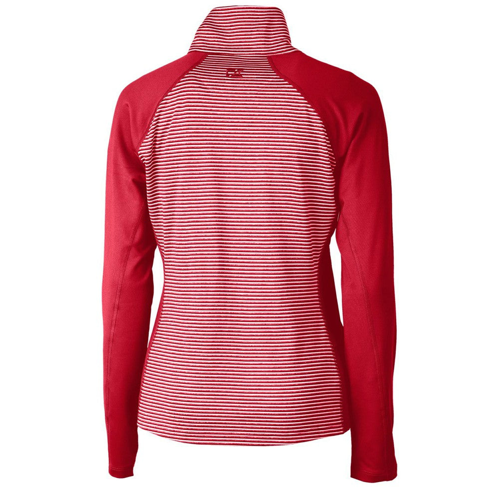 Cincinnati Reds Cutter & Buck Women's Americana Logo Forge Tonal Stripe Stretch Half-Zip Pullover Top - Cardinal - MLB Discount