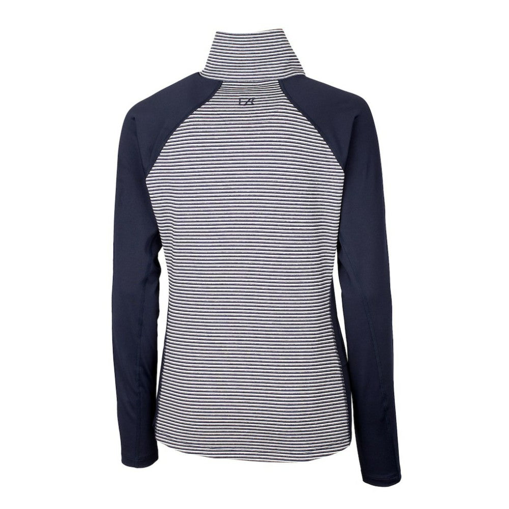 Washington Nationals Cutter & Buck Women's Americana Logo Forge Tonal Stripe Stretch Half-Zip Pullover Top - Navy - MLB Lifestyle