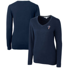 Philadelphia Phillies Cutter & Buck Women's Americana Logo Lakemont Tri-Blend V-Neck Pullover Sweater - Navy - MLB Sale