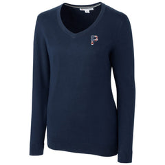 Pittsburgh Pirates Cutter & Buck Women's Americana Logo Lakemont Tri-Blend V-Neck Pullover Sweater - Navy - MLB on Sale