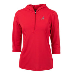 Atlanta Braves Cutter & Buck Women's Americana Logo DryTec Virtue Eco Pique Recycled Half-Zip Pullover Hoodie - Red - MLB Lifestyle
