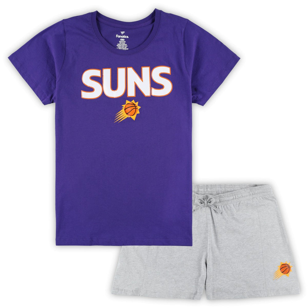 Phoenix Suns Women's Plus Size T-Shirt & Shorts Combo Set Purple/Heather Gray | Fanatics