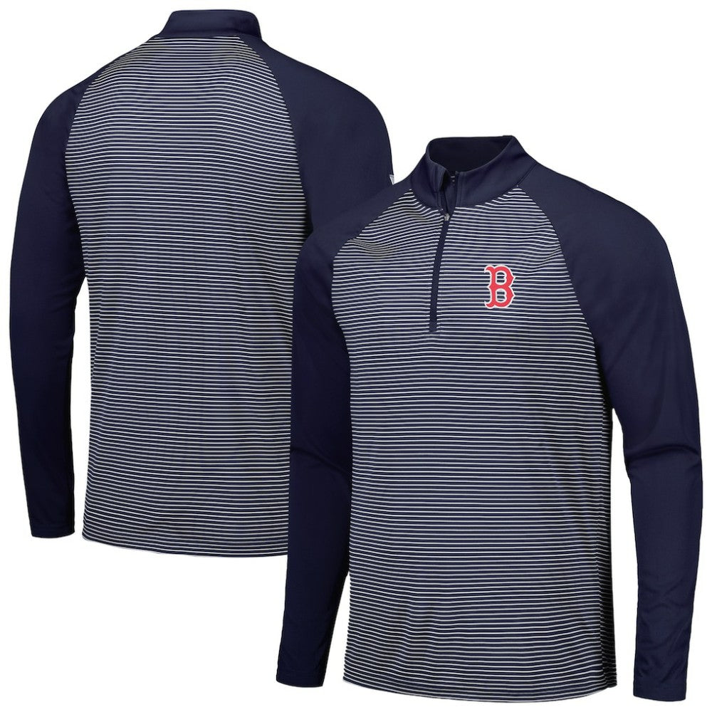 Boston Red Sox Levelwear Charter Striped Raglan Quarter-Zip Top - Navy - MLB Online