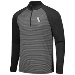 Chicago White Sox Levelwear Charter Striped Raglan Quarter-Zip Top - Black - MLB on Sale