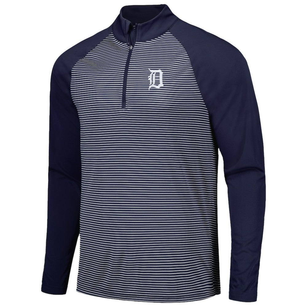 Detroit Tigers Levelwear Charter Striped Raglan Quarter-Zip Top - Navy - MLB on Sale