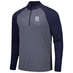 Detroit Tigers Levelwear Charter Striped Raglan Quarter-Zip Top - Navy - MLB on Sale