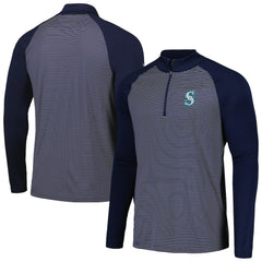 Seattle Mariners Levelwear Charter Striped Raglan Quarter-Zip Top - Navy - MLB Lifestyle