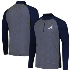 Atlanta Braves Levelwear Charter Striped Raglan Quarter-Zip Top - Navy - MLB on Sale