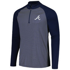 Atlanta Braves Levelwear Charter Striped Raglan Quarter-Zip Top - Navy - MLB on Sale