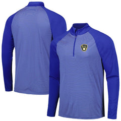 Milwaukee Brewers Levelwear Charter Striped Raglan Quarter-Zip Top - Royal - MLB Online