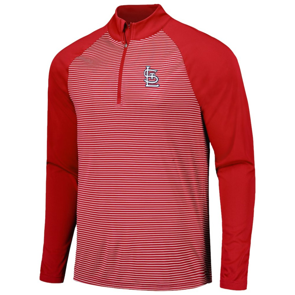 St. Louis Cardinals Levelwear Charter Striped Raglan Quarter-Zip Top - Red - MLB Lifestyle