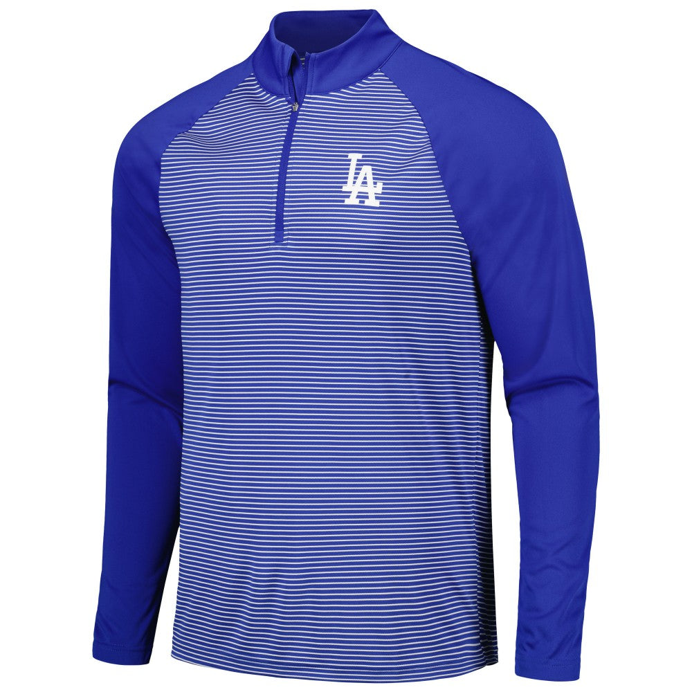 Los Angeles Dodgers Levelwear Charter Striped Raglan Quarter-Zip Top - Royal - MLB Lifestyle
