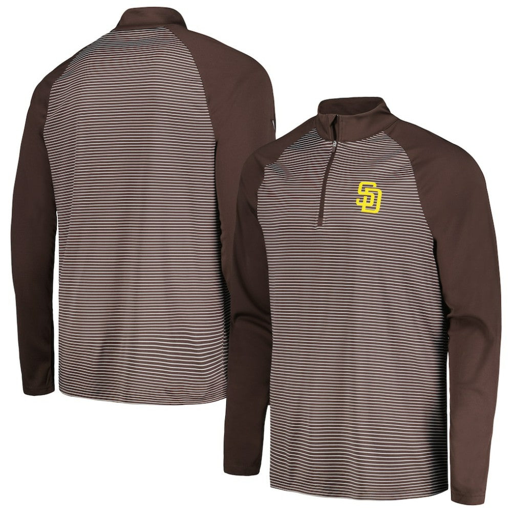 San Diego Padres Levelwear Charter Striped Raglan Quarter-Zip Top - Brown - MLB Sale