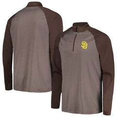 San Diego Padres Levelwear Charter Striped Raglan Quarter-Zip Top - Brown - MLB Sale