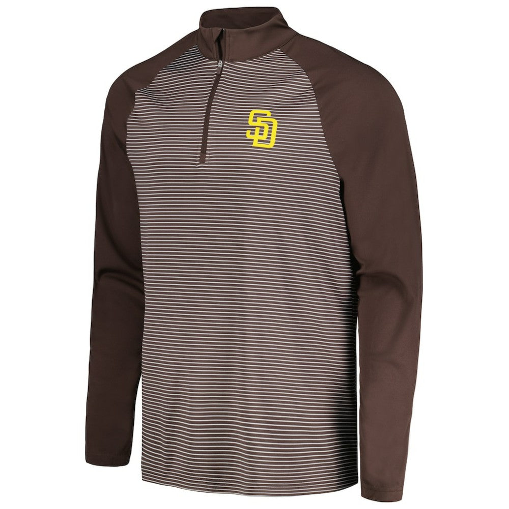 San Diego Padres Levelwear Charter Striped Raglan Quarter-Zip Top - Brown - MLB Sale