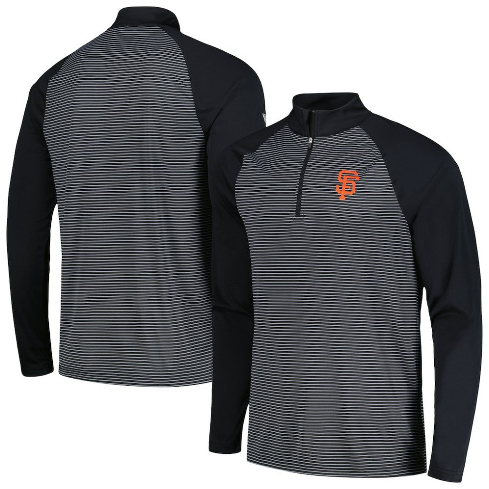 San Francisco Giants Levelwear Charter Striped Raglan Quarter-Zip Top - Black - MLB Sale