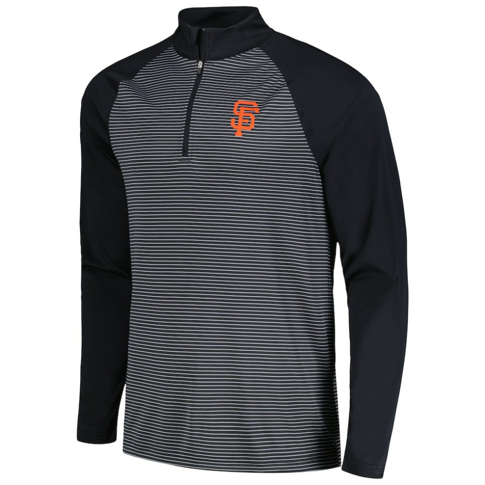 San Francisco Giants Levelwear Charter Striped Raglan Quarter-Zip Top - Black - MLB Sale