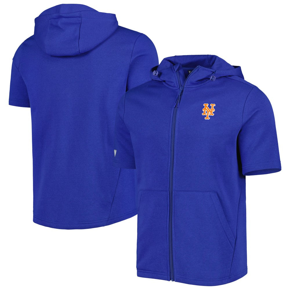 New York Mets Levelwear Recruit Full-Zip Short Sleeve Hoodie - Royal - MLB Lifestyle