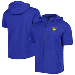 Milwaukee Brewers Levelwear Recruit Full-Zip Short Sleeve Hoodie - Royal - MLB Online