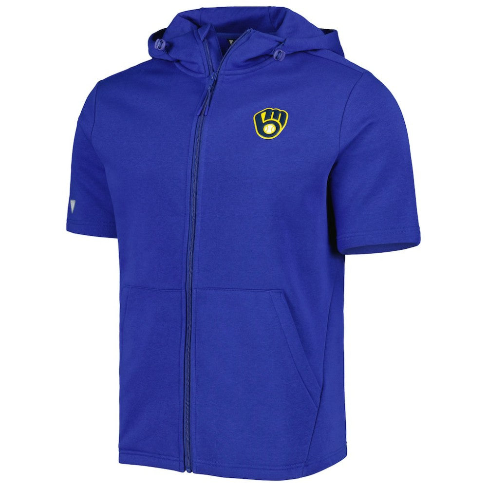 Milwaukee Brewers Levelwear Recruit Full-Zip Short Sleeve Hoodie - Royal - MLB Online