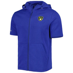 Milwaukee Brewers Levelwear Recruit Full-Zip Short Sleeve Hoodie - Royal - MLB Online