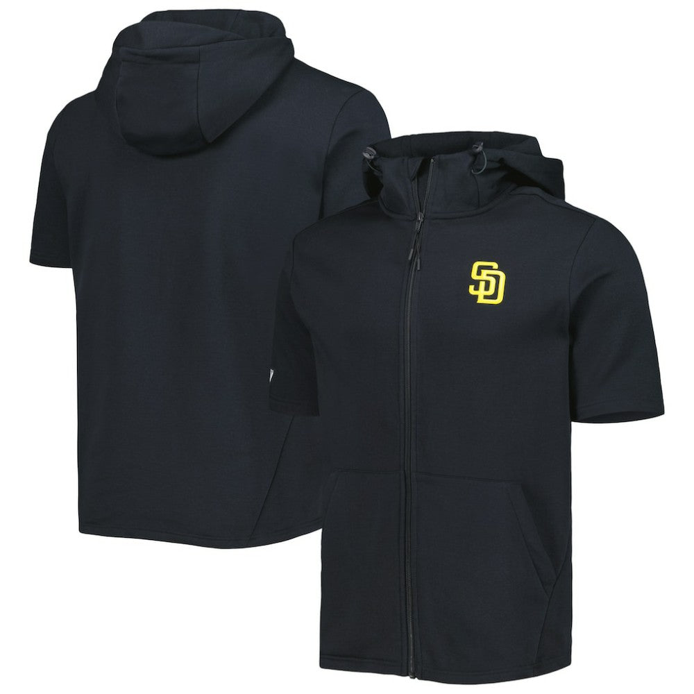 San Diego Padres Levelwear Recruit Full-Zip Short Sleeve Hoodie - Black - MLB Lifestyle