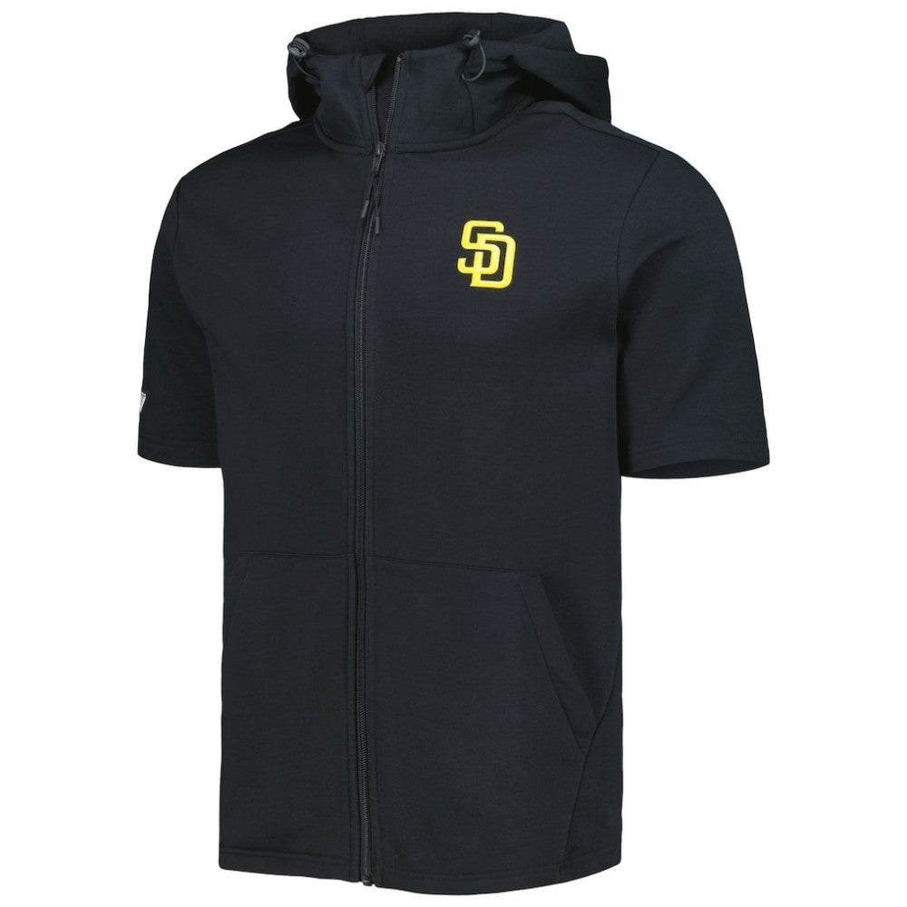 San Diego Padres Levelwear Recruit Full-Zip Short Sleeve Hoodie - Black - MLB Lifestyle