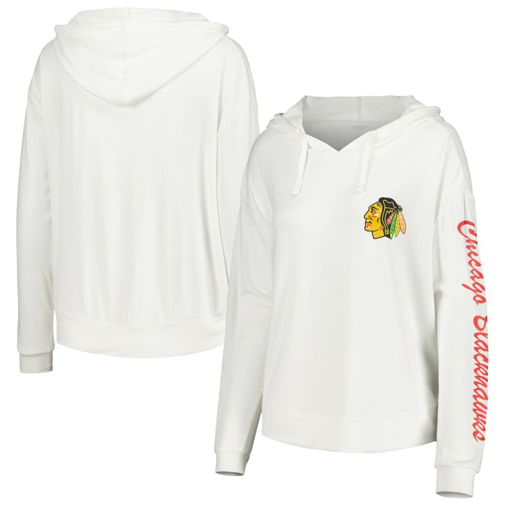 Chicago Blackhawks Concepts Sport Women's Accord Hacci Long Sleeve Hoodie Top - White - NHL 5335010