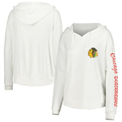 Chicago Blackhawks Concepts Sport Women's Accord Hacci Long Sleeve Hoodie Top - White - NHL 5335010