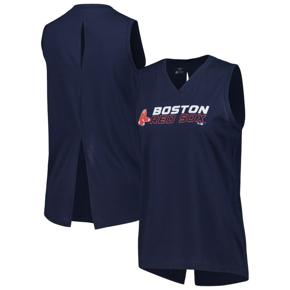 Boston Red Sox Levelwear Women's Paisley Chase V-Neck Tank Top - Navy - MLB Lifestyle