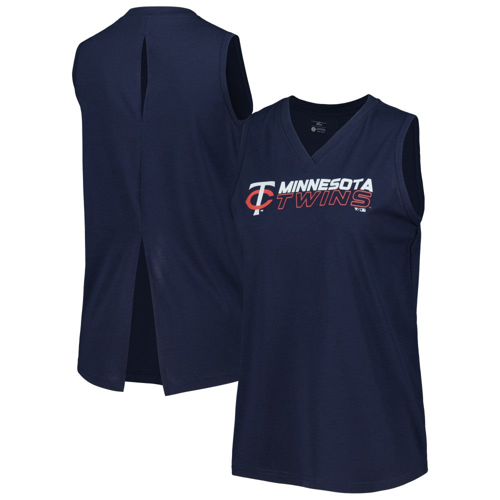Minnesota Twins Levelwear Women's Paisley Chase V-Neck Tank Top - Navy - MLB Lifestyle