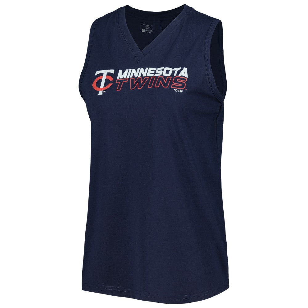 Minnesota Twins Levelwear Women's Paisley Chase V-Neck Tank Top - Navy - MLB Lifestyle