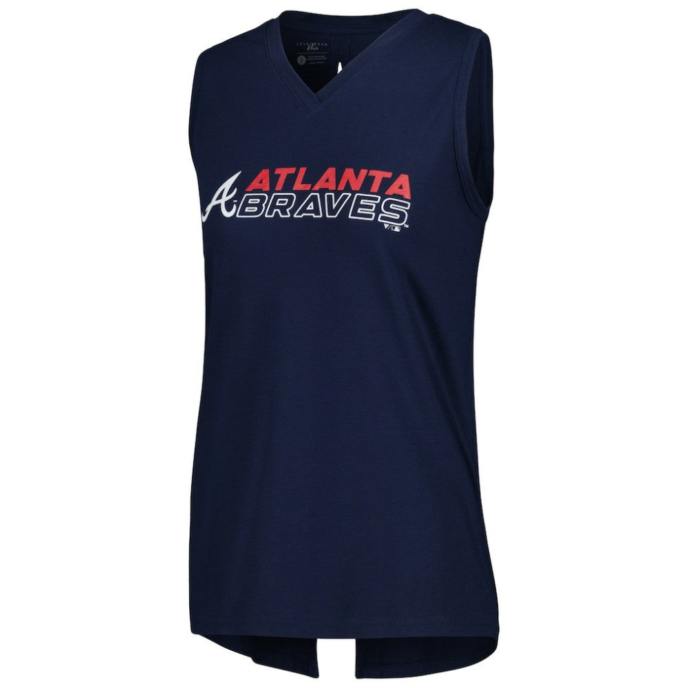 Atlanta Braves Levelwear Women's Paisley Chase V-Neck Tank Top - Navy - MLB Sale