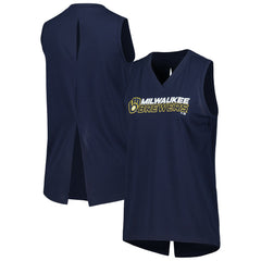 Milwaukee Brewers Levelwear Women's Paisley Chase V-Neck Tank Top - Navy - MLB Lifestyle
