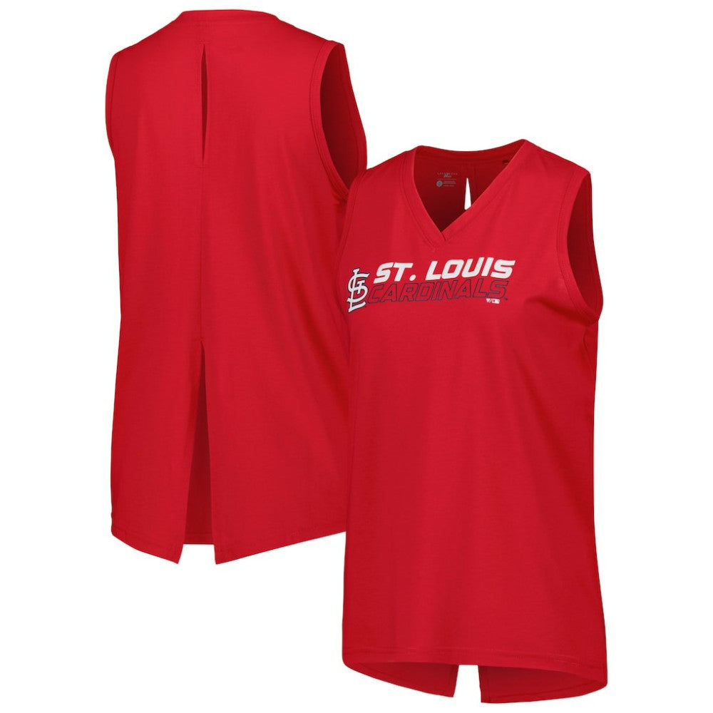 St. Louis Cardinals Levelwear Women's Paisley Chase V-Neck Tank Top - Red - MLB Discount