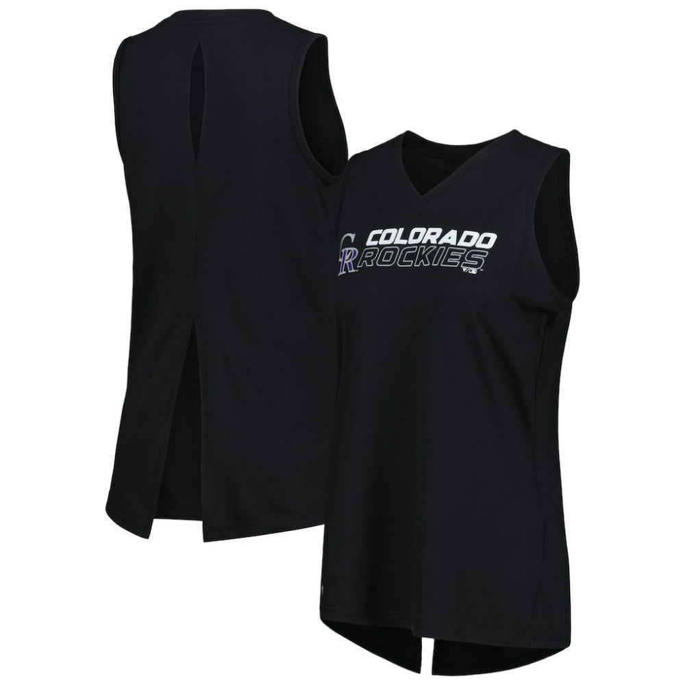 Colorado Rockies Levelwear Women's Paisley Chase V-Neck Tank Top - Black - MLB Discount